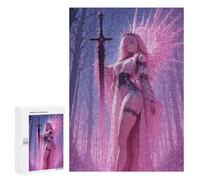Puzzles pour Adultes Pink Haired Warrior with Sword Puzzle pour Adultes, Jeu De Réflexion, Une Œuvre d'art, Activités Amusantes À La Maison, 300 PCS