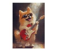 Puzzles pour Adultes Pomeranian Playing Guitar-2 Puzzles pour Adolescents, Jouets Anti-Stress, Décoration Murale, Cadeaux Uniques pour Anniversaire Et Noël 1000pcs(38x26cm)