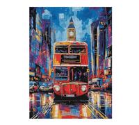 Puzzles pour Adultes Pop Art London Bus with Big Ben Backdrop Puzzle pour Adultes Jeux Relaxants Course De Vitesse Manuelle Cadeau d'anniversaire, Cadeaux, 52x38cm/1000pcs