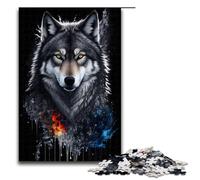 Puzzles pour Adultes Portrait de Loup Gris 1000 pièces Puzzle en Bois pour Enfants de 12 Ans et Plus Décoration de la Maison 1000 pièces