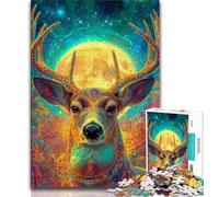 Puzzles pour Adultes psychédéliques et visionnaires de Cerfs, 1 000 pièces, pour stimuler Le Cerveau, Jouets addictifs pour cultiver la Patience et l'interaction Parent-Enfant (38x26cm)