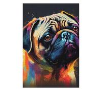 Puzzles pour Adultes Pug Dog Colorful Puzzles pour Adultes : Jeux Relaxants, Défis Difficiles, Cadeaux d'anniversaire Et Cadeaux Uniques 75x50cm/1000pcs