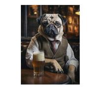 Puzzles pour Adultes Pug in The Pub Puzzles pour Adultes : Jeux Relaxants, Défis Difficiles, Cadeaux d'anniversaire Et Cadeaux Uniques 52x38cm/1000pcs