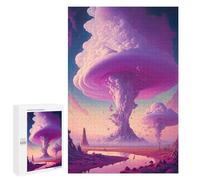 Puzzles pour Adultes Purple Mushroom Cloud Landscape Puzzles pour Adolescents, Jouets Anti-Stress, Décoration Murale, Cadeaux Uniques pour Anniversaire Et Noël 1000 PCS