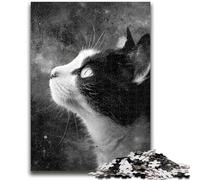 Puzzles pour Adultes Puzzle 1000 pièces Chat Noir et Blanc pour Les 14 Ans et Plus Jeux Amusants Activités Amusantes à la Maison, Cadeaux d'anniversaire, Cadeaux de Voyage 26x38cm