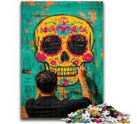 Puzzles pour Adultes Puzzle 1000 pièces Crâne en Sucre pour Les 14 Ans et Plus Jeux Amusants Activités Amusantes à la Maison, Cadeaux d'anniversaire, Cadeaux de Voyage 50x75cm