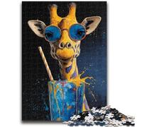 Puzzles pour Adultes Puzzle 1000 pièces Girafe Buvant Une Boisson Soulagement du Stress Défi Difficile Améliorer l'amour Entre Les Couples 26x38cm