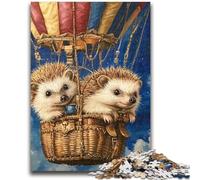 Puzzles pour Adultes Puzzle 1000 pièces Hérisson dans Une montgolfière Soulagement du Stress Défi Difficile Améliorer l'amour Entre Les Couples 50x75cm