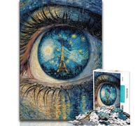 Puzzles pour Adultes Puzzle 1000 pièces La Tour Eiffel dans Les Yeux, Anti-Stress Défi Difficile Chaque pièce est Unique - Jeu Familial Amusant et Stimulant (75x50cm)