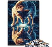 Puzzles pour Adultes Puzzle 1000 pièces Reflet du Loup Soulagement du Stress Défi Difficile Améliorer l'amour Entre Les Couples 50x75cm