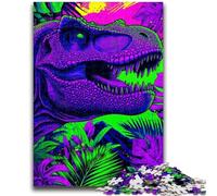 Puzzles pour Adultes Puzzle 1000 pièces Tyrannosaurus Rex psychédélique pour Les 14 Ans et Plus Jeux Amusants Activités Amusantes à la Maison, Cadeaux d'anniversaire, Cadeaux de Voyage 26x38cm