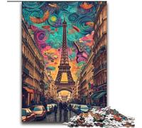 Puzzles pour Adultes Puzzle 2000 pièces Psychédélique Eiffel pour Les 14 Ans et Plus Jeux Amusants Activités Amusantes à la Maison, Cadeaux d'anniversaire, Cadeaux de Voyage 70x100cm