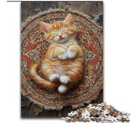 Puzzles pour Adultes, Puzzle Chat endormi de 1000 pièces en Bois, Casse-tête Stimulant pour Adolescents et familles, Taille 50x75cm
