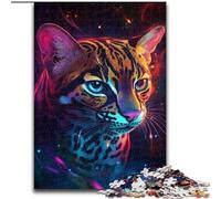 Puzzles pour Adultes, Puzzle Galaxy Ocelot de 1000 pièces en Bois, Parfait pour Halloween, Noël, Cadeau d'anniversaire 1000 pièces(50x75cm)