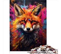 Puzzles pour Adultes Puzzle Graffiti Splatter Fox Wall 1000 pièces Puzzles pour Adultes Puzzle en Bois pour Adultes et Enfants à partir de 12 Ans Jeux Amusants en Famille （50x75 cm）