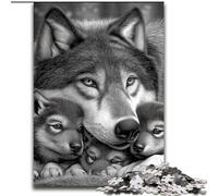 Puzzles pour Adultes, Puzzle Loup Noir et Blanc de 1 000 pièces pour s'amuser en Famille, Parfait pour Les Vacances, soirées de Jeux interactives 50x75cm
