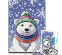 Puzzles pour Adultes Puzzle Ours Polaire d'hiver 1 000 pièces pour Adultes et Adolescents intéressant pour réduire Le Stress et interagir avec Les Parents (50x75cm)
