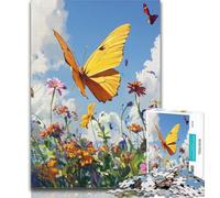 Puzzles pour Adultes, Puzzle Peinture à l'huile Papillon Jaune, 1000 pièces pour Adolescents, Jeu éducatif, Jouet de défi pour Femmes et Hommes, 50x75cm