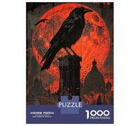 Puzzles pour adultes, puzzle Raven and The Blood Moon 1000 pièces, jeu de réflexion, idée cadeau pour femmes, jeu difficile, idée cadeau 70 x 50 cm/1000 pièces