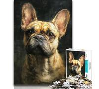Puzzles pour Adultes Puzzles Bouledogue Français pour Adultes 1000 pièces Soulagement du Stress Défi Difficile Améliorer l'amour Entre Les Couples 75x50cm