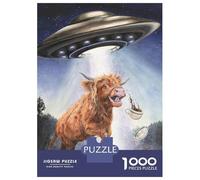 Puzzles Pour Adultes - Puzzles De 1000 Pièces Alien Abduction of Highland Cow with Coffee Puzzles Pour Adultes - Jeux Familiaux Amusants Et Humoristiques - Cadeaux D'anniversaire Et Cadeaux Uniques 52