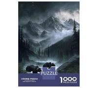 Puzzles pour Adultes - Puzzles De 1000 Pièces Bears in Mountain River Landscape Puzzles pour Adolescents - Découpe De Précision - Interaction Parent-Enfant - Jeu Au Design Élégant 52x38cm/1000pcs