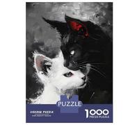 Puzzles pour Adultes - Puzzles De 1000 Pièces Black and White Cats Puzzles pour Adolescents - Découpe De Précision - Interaction Parent-Enfant - Jeu Au Design Élégant 52x38cm/1000pcs