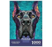 Puzzles pour Adultes - Puzzles De 1000 Pièces Colorful Great Dane Portrait Puzzles pour Adolescents - Découpe De Précision - Interaction Parent-Enfant - Jeu Au Design Élégant 52x38cm/1000pcs