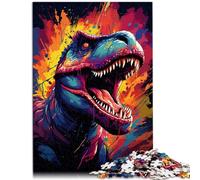 Puzzles pour Adultes Puzzles de 1000 pièces，Dinosaure coloré féroce，pour Adultes Cadeaux Puzzle en Bois，Jeu éducatif，Taille ：50x75 cm