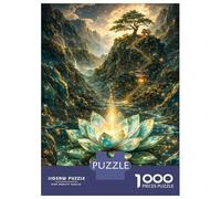 Puzzles Pour Adultes - Puzzles De 1000 Pièces Enchanted Lotus in A Mountainous Landscape Puzzles Pour Adolescents - Découpe De Précision - Interaction Parent-enfant - Jeu Au Design Élégant 52x38cm/100