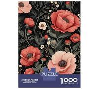 Puzzles Pour Adultes - Puzzles De 1000 Pièces Floral Pattern with Red And Pink Poppies Puzzles Pour Adultes - Jeux Familiaux Amusants Et Humoristiques - Cadeaux D'anniversaire Et Cadeaux Uniques 52x38