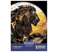 Puzzles pour Adultes - Puzzles De 1000 Pièces Geometric Lion with Gold and Marble Puzzles pour Adolescents - Découpe De Précision - Interaction Parent-Enfant - Jeu Au Design Élégant 38x26cm/1000pcs