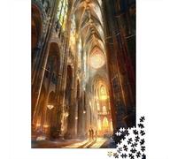 Puzzles pour Adultes - Puzzles De 1000 Pièces Gothic Cathedral Interior Puzzles pour Adolescents - Découpe De Précision - Interaction Parent-Enfant - Jeu Au Design Élégant 38x26cm/1000pcs