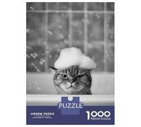 Puzzles pour Adultes - Puzzles De 1000 Pièces Grumpy Cat in Bath with Bubbles Puzzles pour Adolescents - Découpe De Précision - Interaction Parent-Enfant - Jeu Au Design Élégant 70x50cm/1000pcs