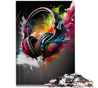 Puzzles pour Adultes Puzzles de 1000 pièces，Musique avec Casque，Convient aux Adultes Puzzles en Bois，Décoration Murale de Jouets，Taille ：50x75 cm