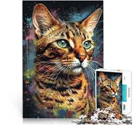 Puzzles pour Adultes Puzzles de 2000 pièces Peinture de Chat du Bengale Fait de Papier，pour Les 14 Ans et Plus Décoration d'intérieur avec Affiche et Feuille de Quiz correspondantes。Taille：70x100cm