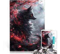 Puzzles pour Adultes Puzzles de 2000 pièces Renard Kitsune Noir pour et à partir de 14 Ans et Plus Chaque pièce est Unique - Jeu Amusant et Stimulant pour Toute la Famille Idées Cadeaux。
