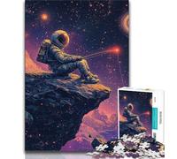 Puzzles pour Adultes Puzzles de pêche Astronaute pour Adolescents 1000 pièces Jeu de réflexion décoration Murale Cadeaux d'anniversaire et de Noël Uniques 38x26cm
