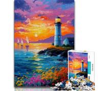 Puzzles pour Adultes Puzzles de Peinture à l'huile de Phare pour Adolescents 1000 pièces Relax Games idéal comme Cadeau pour Toute la Famille (50x75cm)