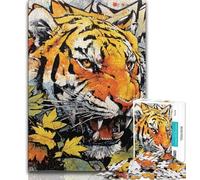 Puzzles pour Adultes Puzzles mystérieux de Tigre pour Adolescents 1 000 pièces Jeu de réflexion décoration Murale Cadeaux Uniques d'anniversaire et de Noël (26x38cm)