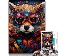 Puzzles pour Adultes Puzzles psychédéliques Animaux Raton Laveur 1 000 pièces pour Adolescents Cadeaux idée Cadeau d'anniversaire pour Adultes Jeu Familial et Passe-Temps (50x75cm)