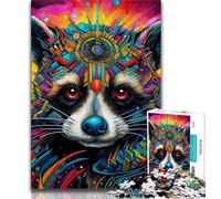 Puzzles pour Adultes Puzzles psychédéliques Animaux Raton Laveur pour Adolescents 1 000 pièces Jouets éducatifs Jeux en Famille Cadeau d'anniversaire Cadeaux (50x75cm)