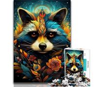 Puzzles pour Adultes Puzzles psychédéliques Animaux Raton Laveur pour Adolescents 1 000 pièces Relax Games est Un pour Toute la Famille (50x75cm)