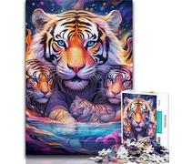 Puzzles pour Adultes Puzzles psychédéliques Animaux Tigre 1 000 pièces Jouet éducatif Anti-Stress excellents Cadeaux et Jouets (50x75cm)