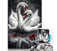 Puzzles pour Adultes, Puzzles Roses et cygnes Blancs, 1 000 pièces pour Adolescents, Jouet éducatif et décompressant, Cadeau d'anniversaire, 50x75cm
