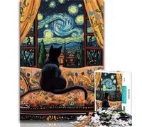 Puzzles pour Adultes Puzzles Star Cat pour Adolescents pour Jeux éducatifs Jouets de défi Collection d'artistes Beaux-Arts 38x26cm