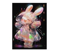 Puzzles pour Adultes Rainbow Bunny Raincoat Puzzles pour Adultes - Jeu Familial - Niveau De Difficulté : Difficile - Cadeaux pour Les Amis Et La Famille 52x38cm/1000pcs