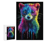 Puzzles pour Adultes Rainbow Pop Art Ferret Portrait Puzzles pour Adolescents, Jouets Anti-Stress, Décoration Murale, Cadeaux Uniques pour Anniversaire Et Noël 300 PCS