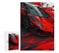 Puzzles pour Adultes Red Sports Car Art Print Puzzle pour Adolescents Améliore La Mémoire Difficile Et Stimulant Idéal comme Cadeau 300 PCS