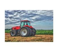 Puzzles pour Adultes Red Tractor in Field Under Cloudy Sky Puzzles pour Adultes Jeu Manuel Cadeau d'anniversaire Cadeau d'anniversaire, Cadeaux, 75x50cm/1000pcs